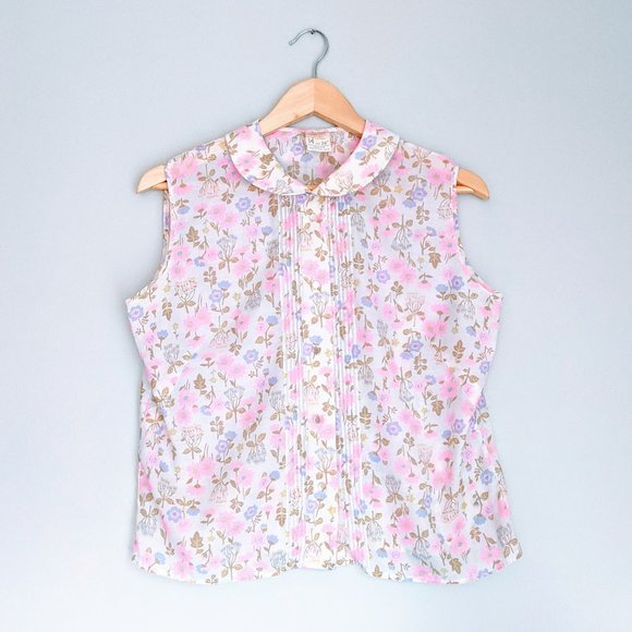 🇬🇧 Vintage St. Michael Floral Top Made in UK - Picture 1 of 8